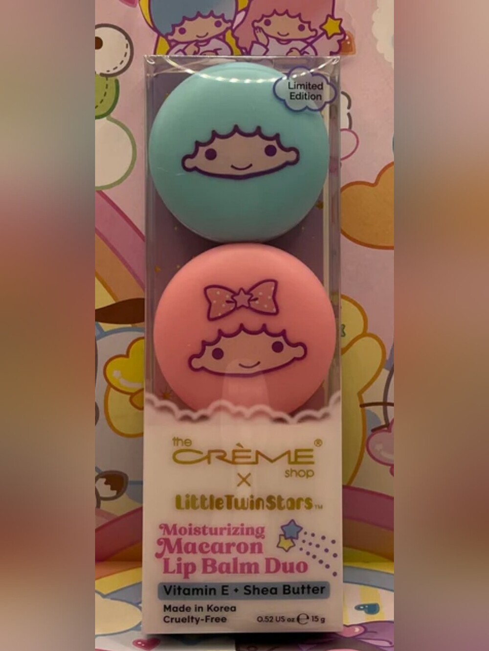 The Crème Shop Little Twin Stars Macaron Lip Balm Duo-NIB